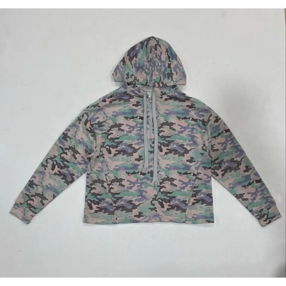 Fabletics Women’s XS Camo Half Zip Hoodie Pullover Pink Green